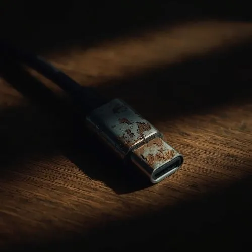 充電ケーブル先端の汚れや変色をチェックするイメージ